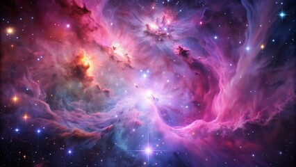 Wall Mural - pink space nebula clouds among star pigs