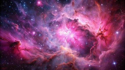 Wall Mural - pink space nebula clouds among star pigs