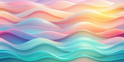 Wall Mural - Abstract Wavy Pastel Background, 3D Render, Abstract, Pastel, Gradient