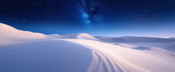 Sticker - white sand dunes against the night sky in the tranquil desert landscape