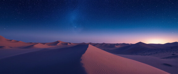 Poster - Sand Dunes Against the Night Sky in the Tranquil Desert Landscape