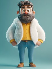 3d illustration of a cute man in winter clothing