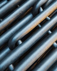Poster - Monochromatic Aerial View of Symmetrical Silver Chains in Geometric Pattern Featuring Bright and Diffused Lighting Enhancing Textured Background