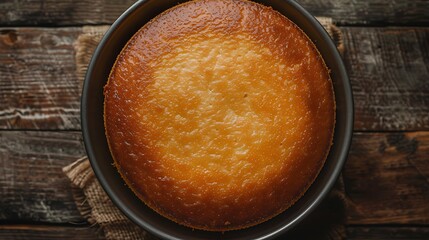 Prepared sponge dessert in a baking pan minute detail