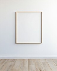 Aufkleber - Modern Minimalist Interior with Soft White Concrete Wall and Blank Frame for Content Mockup in Calm, Natural Light Setting