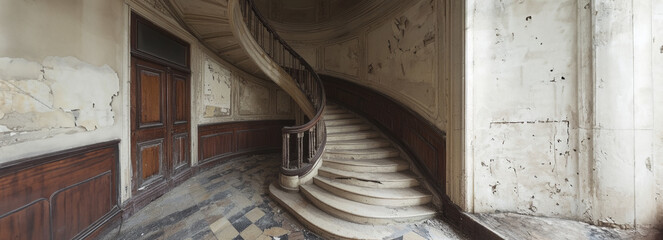 Captivating Abandoned Heritage Property: Stunning Spiral Staircase