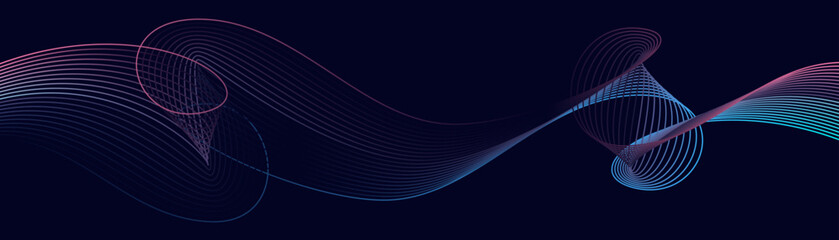 Poster - abstract art shiny blue lines glowing geometric lines on dark background