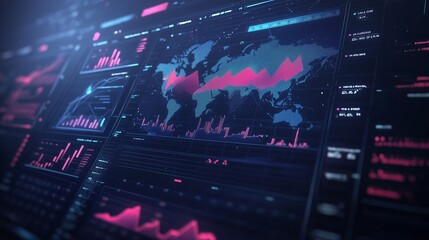 Poster - dynamic data visualization depicting global market trends and analytics on a digital dashboard at ni
