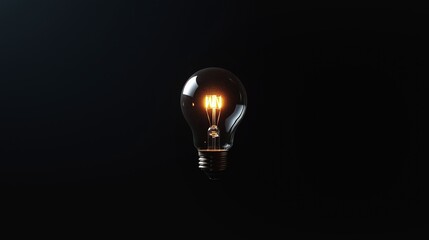 a single illuminated light bulb hanging against a dark background, capturing the essence of creativi