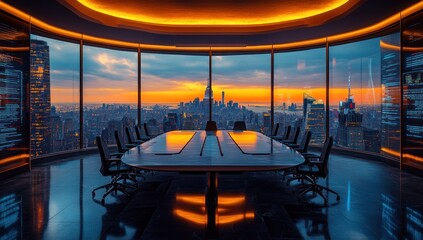 Wall Mural - Modern office with panoramic city view