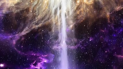 Aufkleber - Mesmerizing fantasy space background with a radiant beam of light bursting from the horizon of a celestial body, filled with stunning colors blending science and imagination