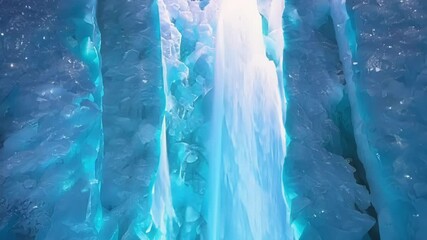Aufkleber - Mesmerizing frozen waterfall cascades with bright blue water, creating a magical scene that transports you to another world