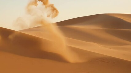Poster - Mesmerizing sandstorm sweeps across vast desert dunes, evoking awe and raw nature power