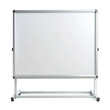 © Jahan Mirovi - A blank, white whiteboard stands on a metal stand against a white background