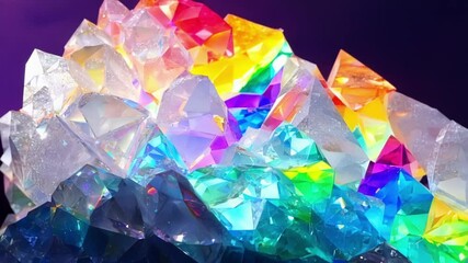 Aufkleber - Glowing crystal with rainbow colors creates a magical, fantasy like atmosphere, captivating viewers with its enchanting beauty