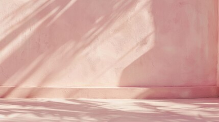 Aufkleber - Modern Minimalist Poster Mockup with Soft Pink Plaster Wall and Concrete Floor in Tranquil Indoor Setting