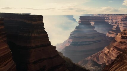 Aufkleber - The sunny canyon landscape showcases majestic rock formations, creating awe and wonder with dramatic cliffs and valleys