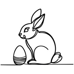 Wall Mural - Continuous one line drawing of Bunny, Happy Easter. Vector illustration