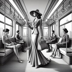 Wall Mural - 92 Elegant The woman wears elegant and sophisticated clothing su