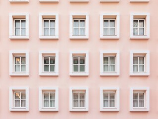Poster - Aerial View of Symmetrical Pastel Windows with Geometric Patterning in Soft Diffused Lighting