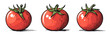 © Taras Vykhopen - Colorful doodle-style illustration of three tomatoes on a white isolated background