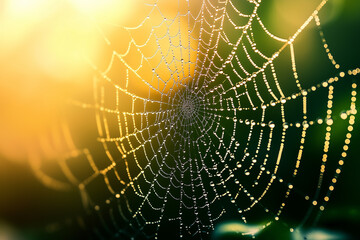 spider web with dew drops