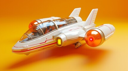 Spaceship toy on orange background