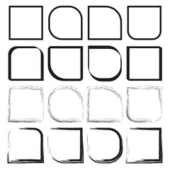 Leinwandbilder - Geometric frame collection. Rounded corner shapes. Hand-drawn square outlines. Abstract border elements.