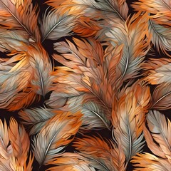 Wall Mural - elegant autumnal feathers pattern for seasonal design themes