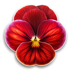 Sticker - Red Pansy Flower with White Background, Macro Photography, Floral Beauty, Flower Details, Nature Art, Pansy, Flower