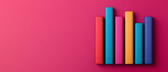 Poster - Vibrant, colorful bar graph on a bright pink background, ideal for data visualization and marketing purposes.