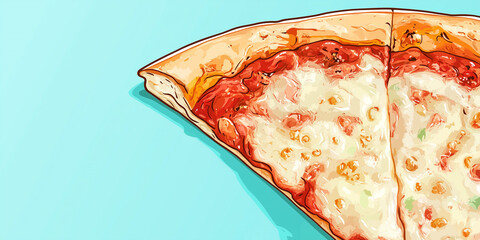 Close-up of Margherita pizza slice, highlighting cheese and tomato