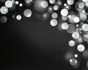 Poster - Monochrome bokeh light spots on a dark backdrop, background, elegant copy space