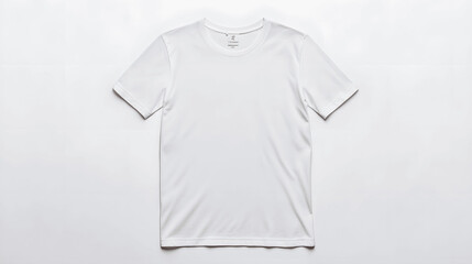 White crew neck t-shirt mockup flat lay front view on white