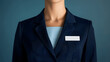 © Matthias - Navy blue flight attendant uniform mockup jacket with name badge