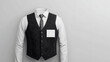 © Matthias - Hotel staff uniform mockup black vest and white shirt with name badge