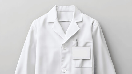 White pharmacist uniform mockup lab coat with name badge