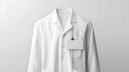 Wall Mural - White pharmacist uniform mockup lab coat with name badge