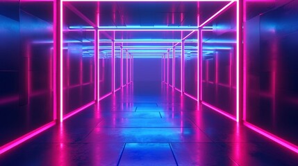 Wall Mural - 3d neon lights background