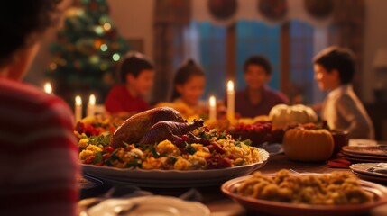 Cozy Family Gathering Around a Festive Christmas Dinner