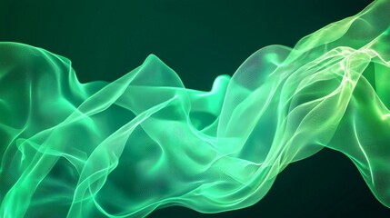 A vibrant green digital background with flowing abstract shapes, dynamic and energetic