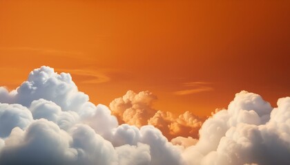 Wall Mural - Photo of the beautiful orange sky with white clouds