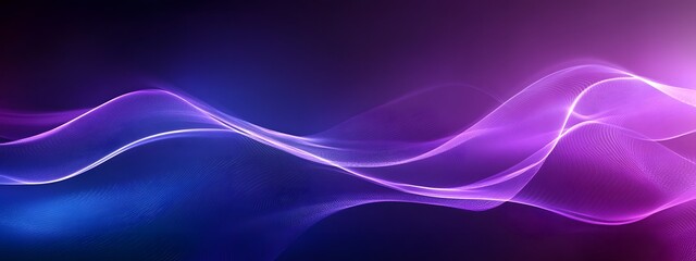 Wall Mural - Abstract purple and blue background with wavy lines, gradient effect, futuristic style, high resolution, detailed texture, soft lighting, shadows, reflections