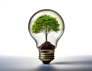 Aufkleber -  A light bulb with a small tree growing inside, set against a white background, representing_1(181)