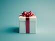 © Ijaz - High-quality photograph of a white gift box with a red ribbon, professional grade.