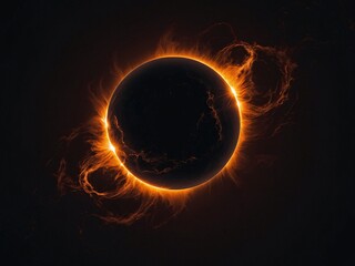 Wall Mural - Sleek black wallpaper with a gradient resembling a solar eclipse, with a subtle glowing edge.