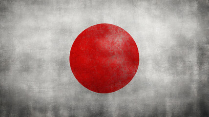 Image of Japanese flag with red circle on textured concrete background