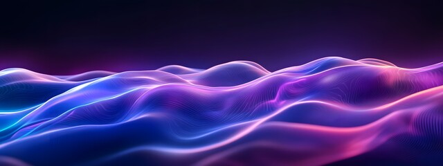 Wall Mural - Abstract purple and blue background with wavy lines, gradient effect, futuristic style, high resolution, detailed texture, soft lighting, shadows, reflections