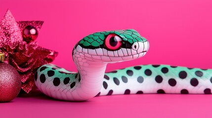 Sticker - Colorful Snake on Pink Background