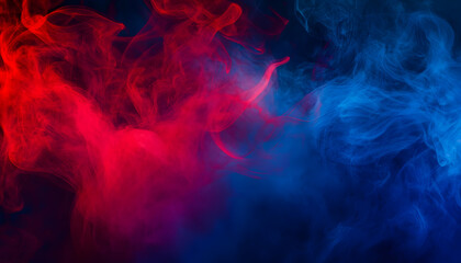 Canvas Print - red smoke on a blue background mystic texture in neon colors